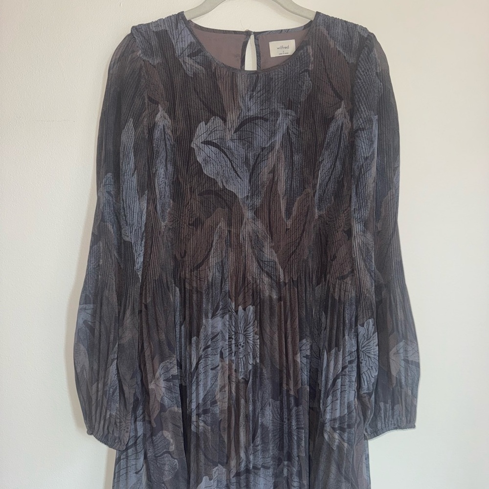 Aritzia Long Sleeve Dress in Blue and Brown